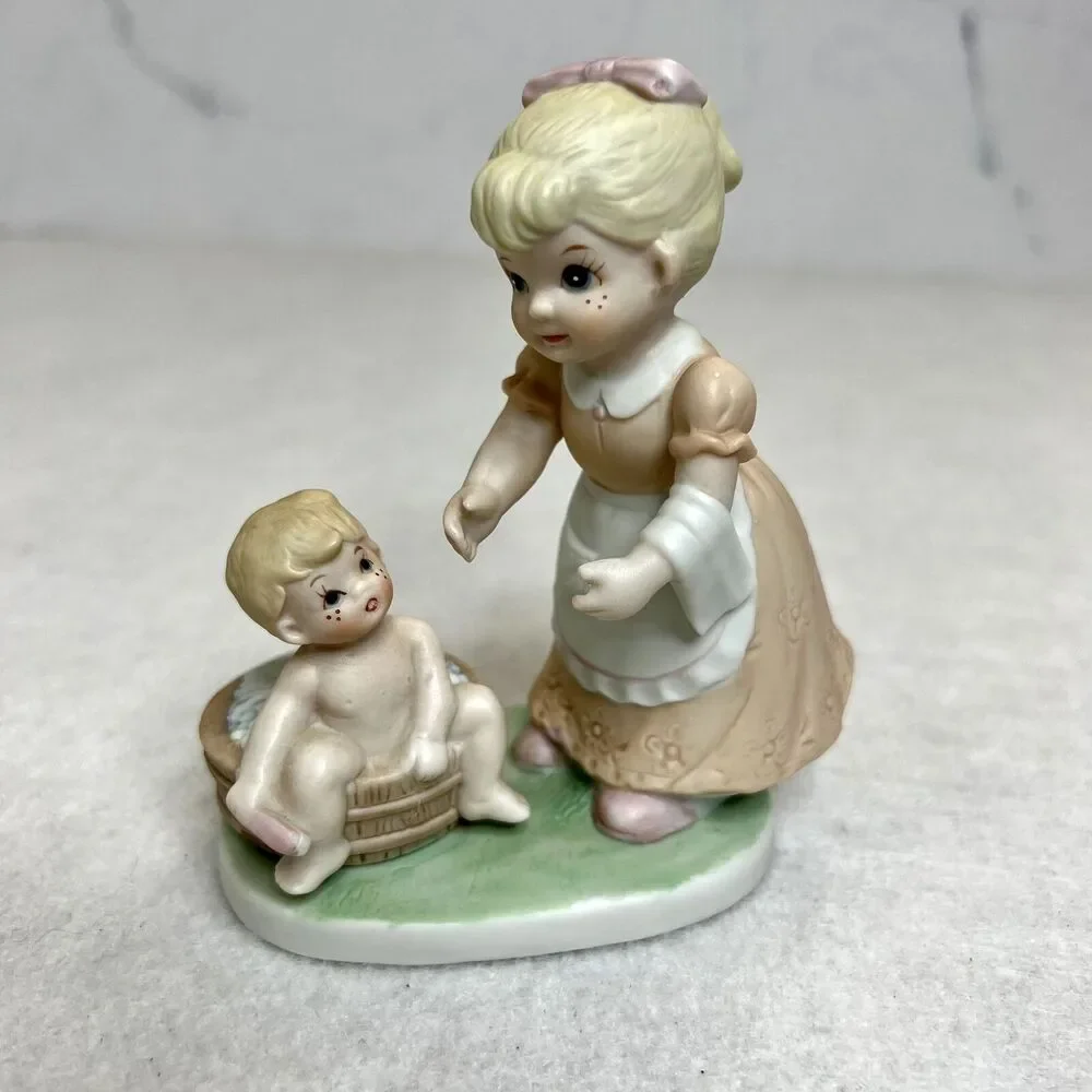 Vintage Homco Mother Washing Child Figurine